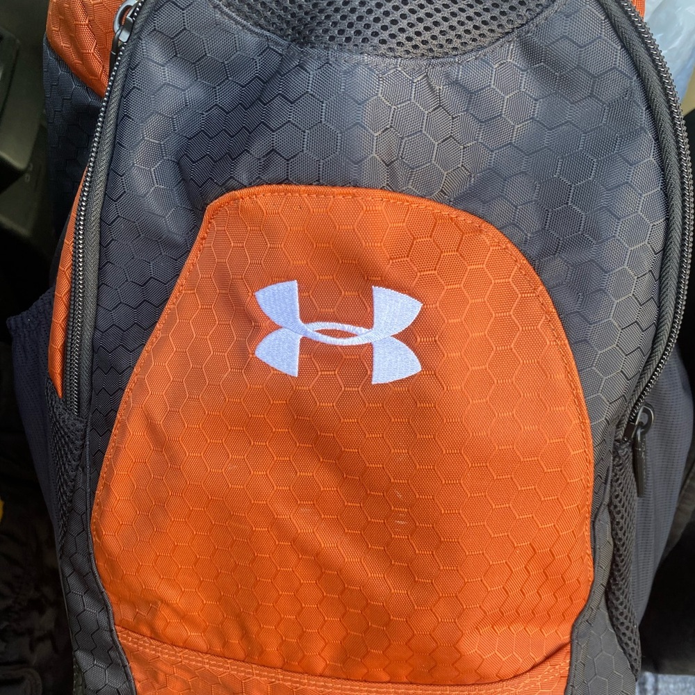 Under Armour Hexagon Pattern Orange and Black Backpack